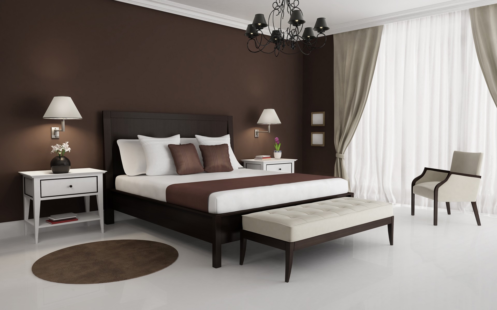 design 3d style brown salon bedroom white