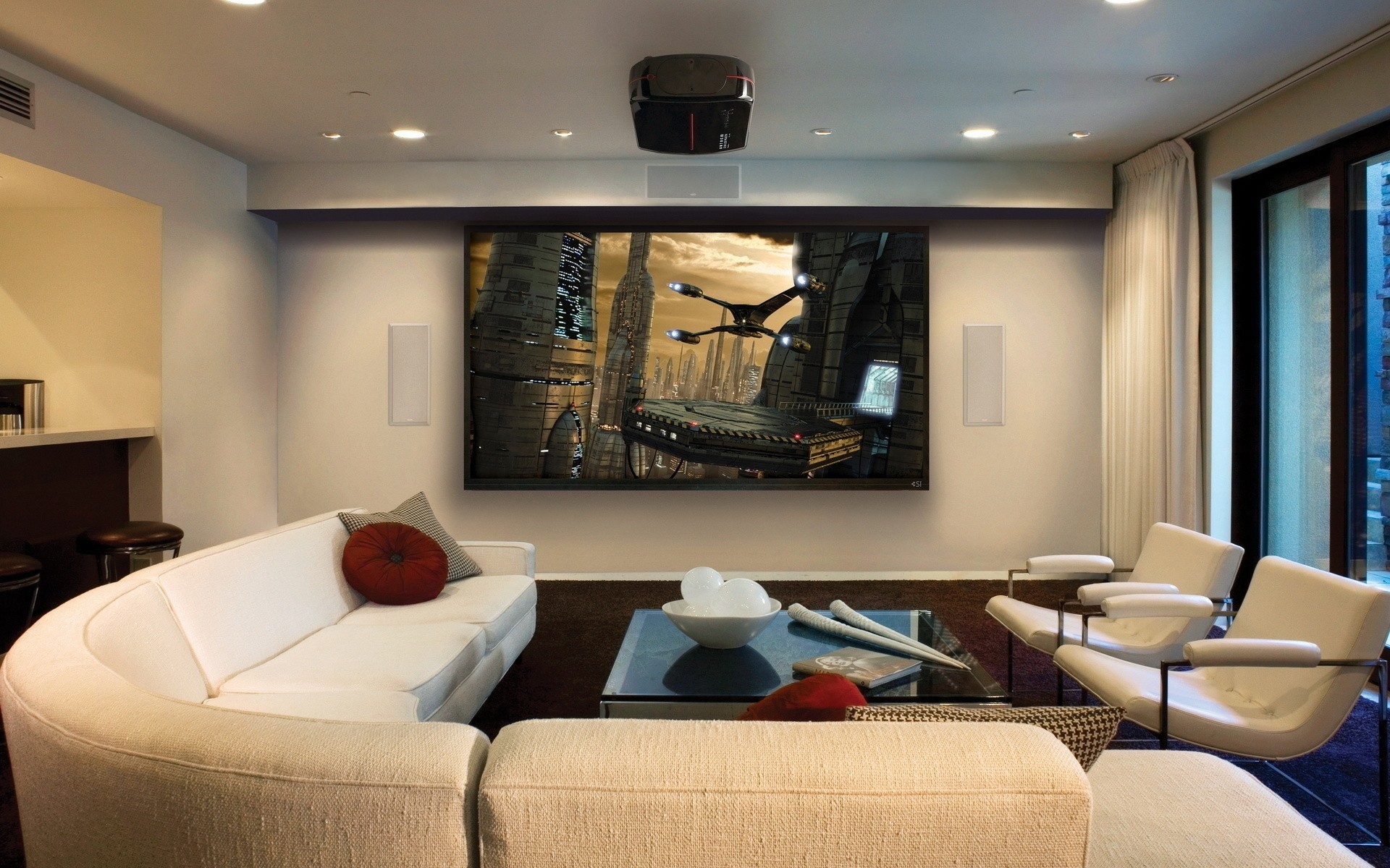 home theater room style salon design