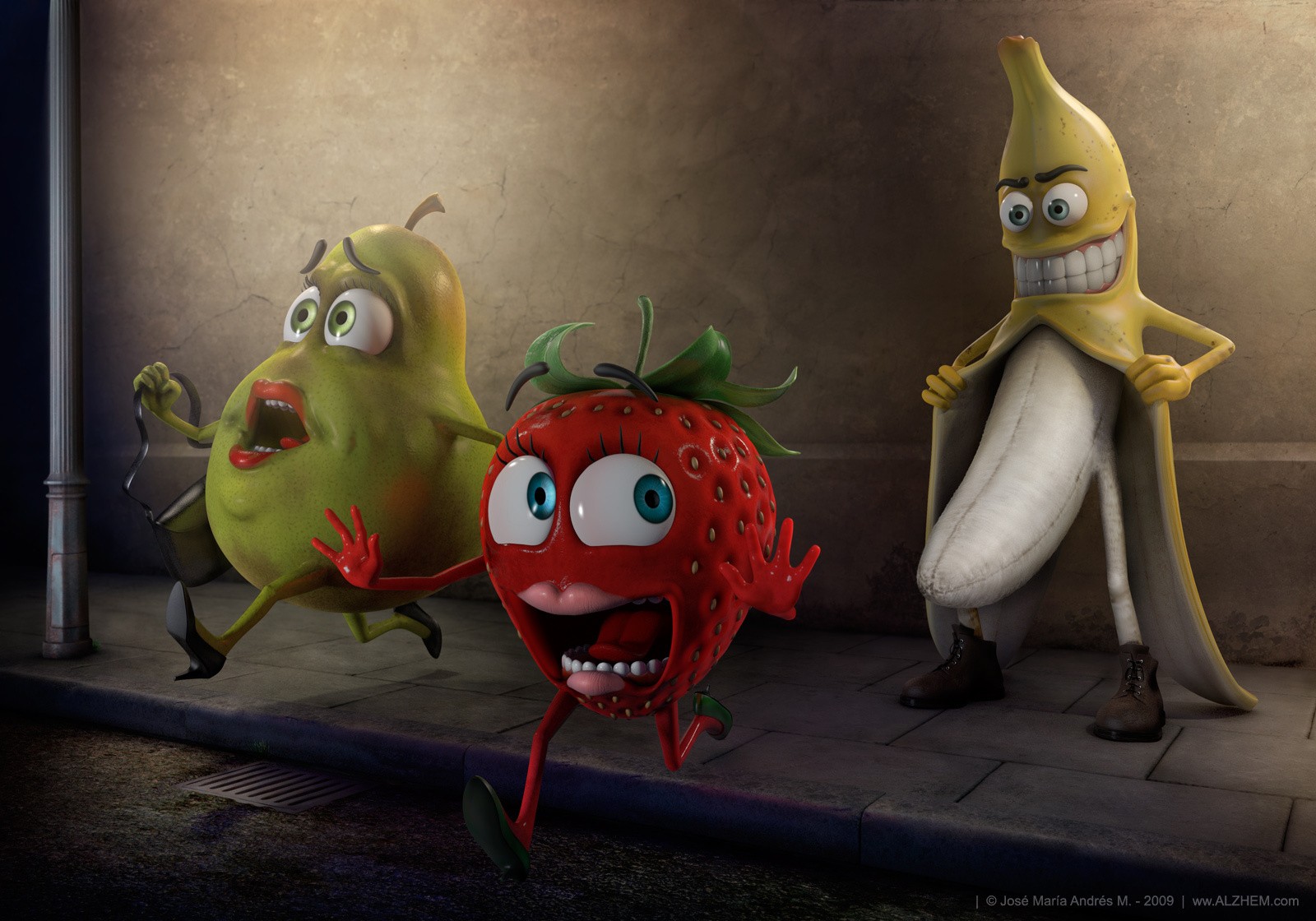 plátano fruta pera fresa pervertido miedo pánico