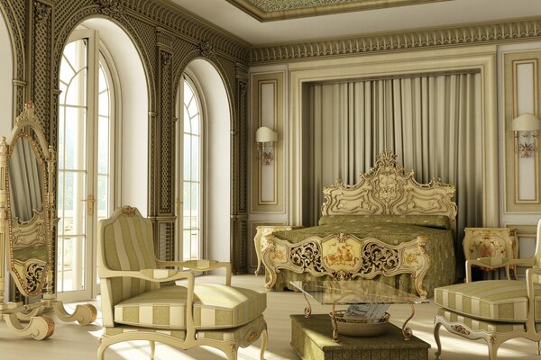 Style de chambre de luxe avec grand lit