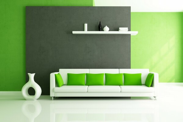 Stylish design of the room with green tones