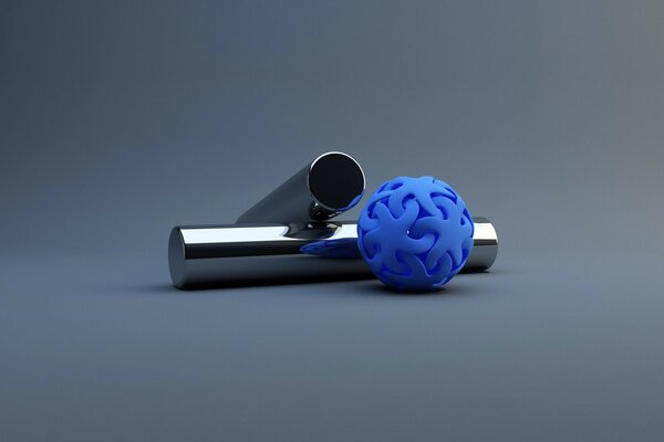 Belichtung - zwei Zylinder und eine blaue Kugel
