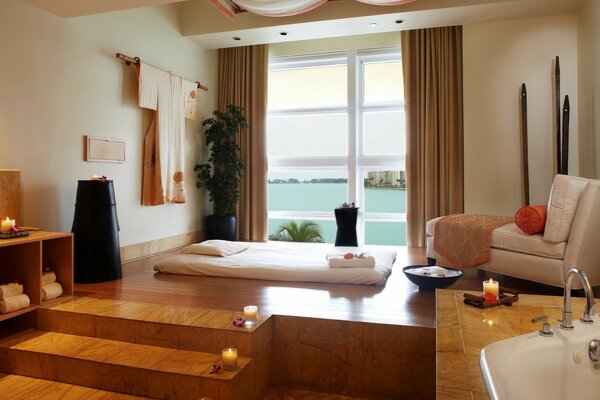 Spa room with a beautiful view from the window