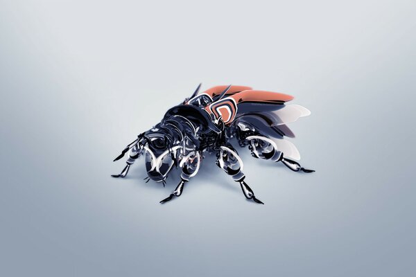Escarabajo 3D con antenas y alas