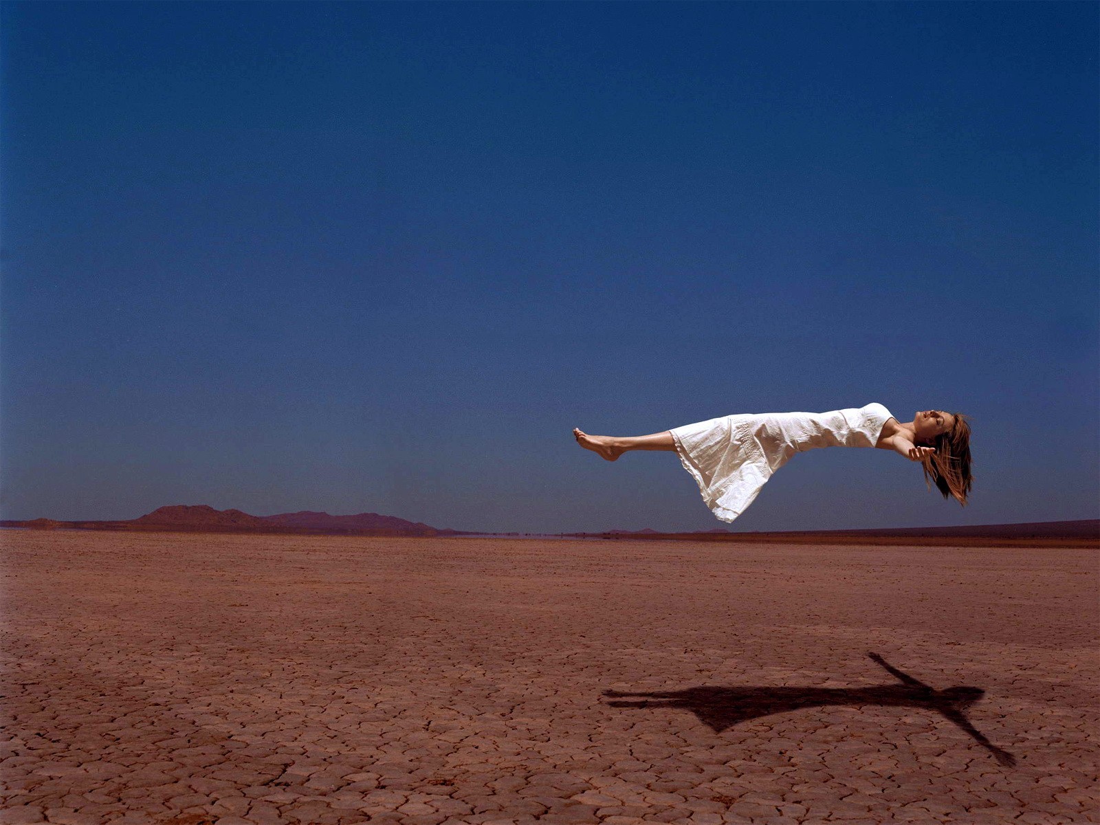 girl desert flight