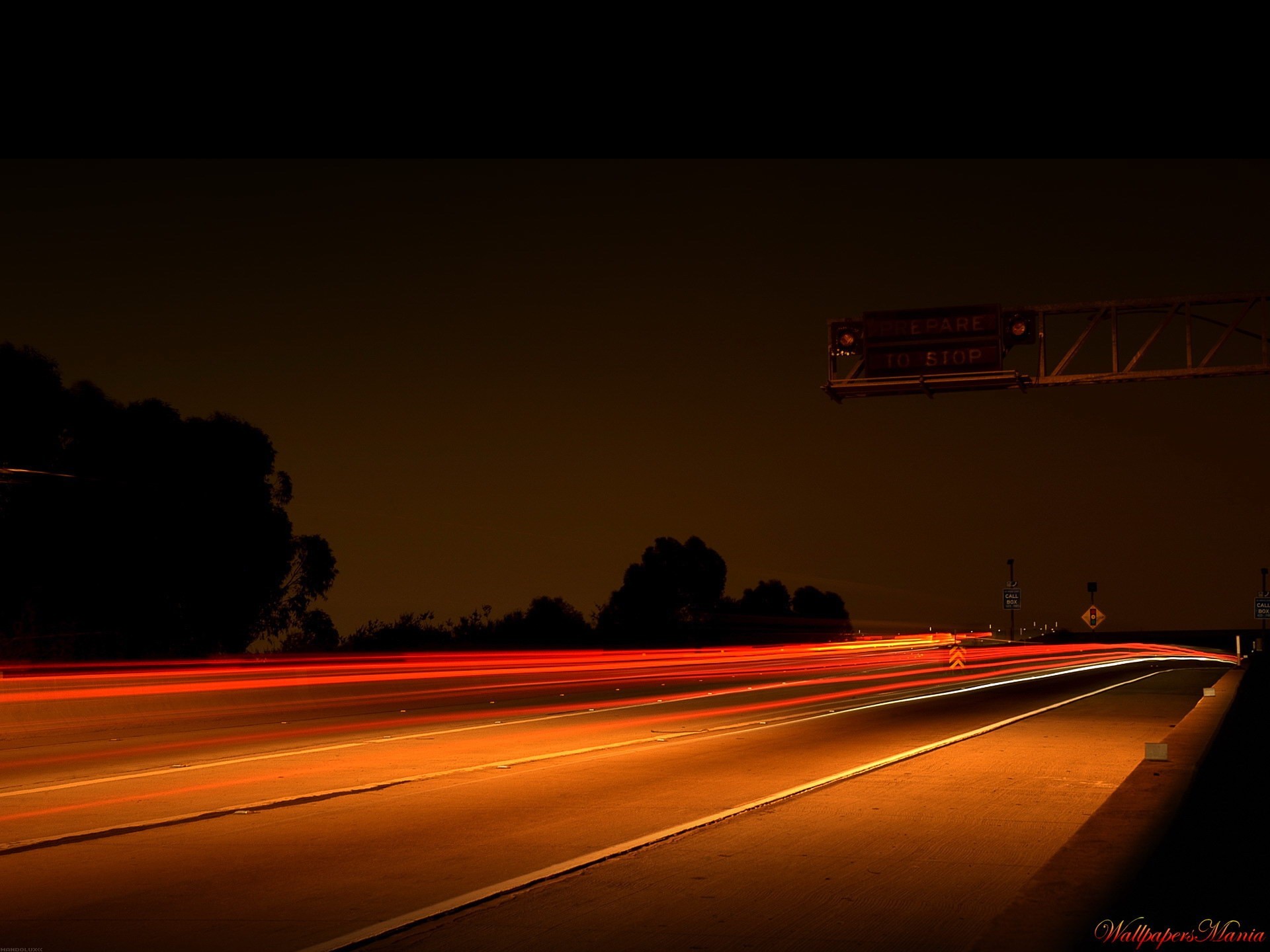 strada luci notte autostrada