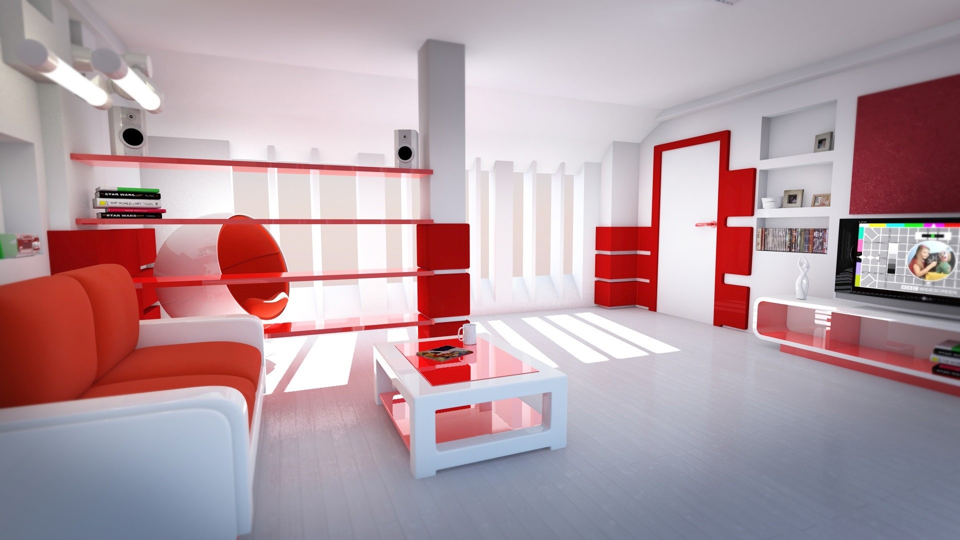 red colors room bright room style