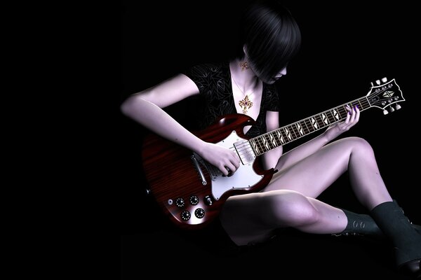 Beautiful girl playing guitar