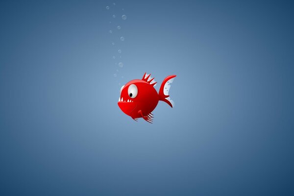 Red piranha on a blue background