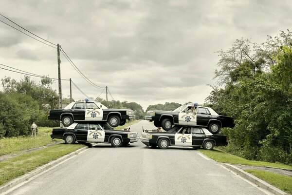 An ambush made of police cars