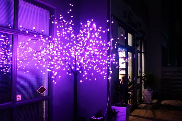 Neon Blue Purple tree