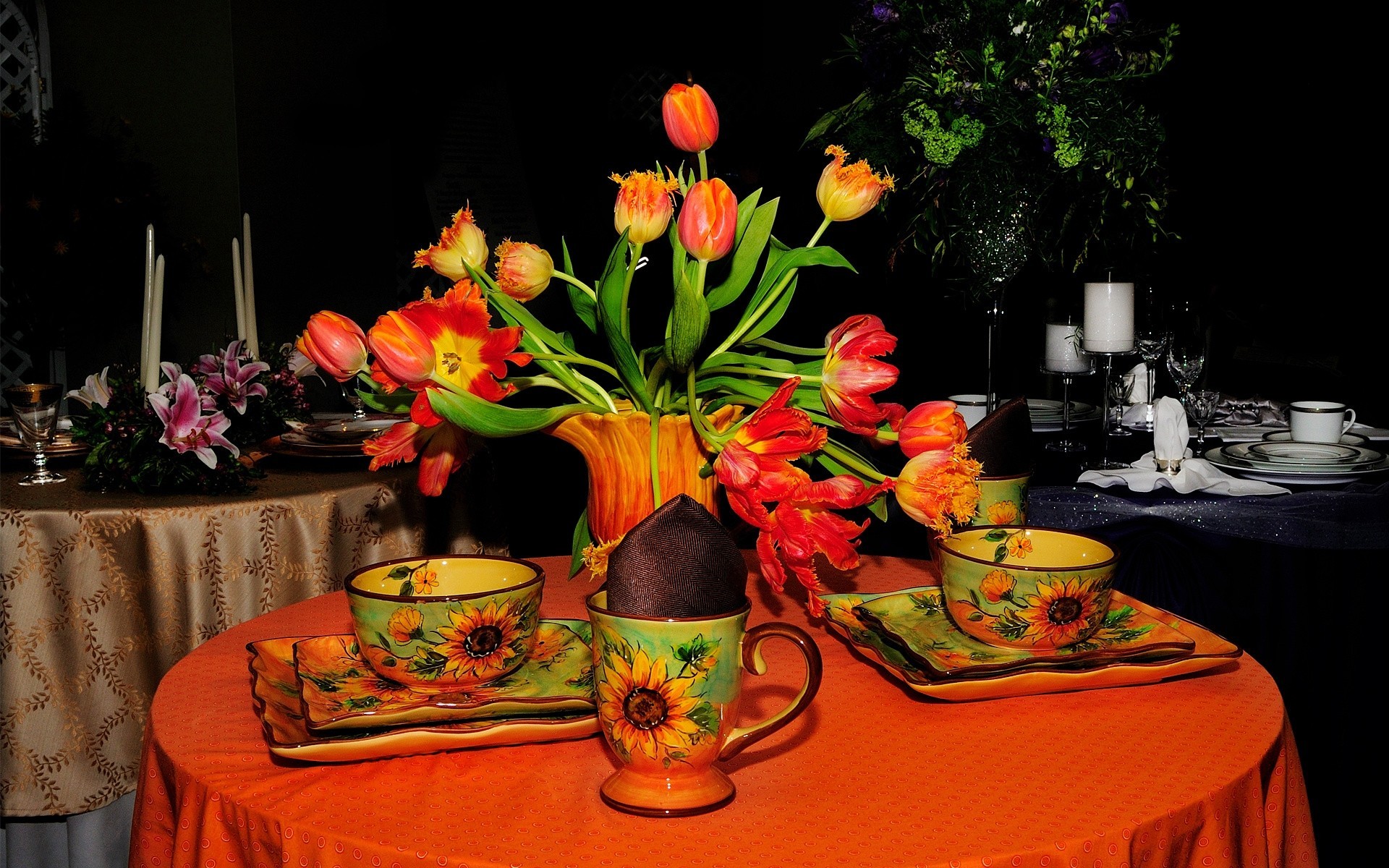 tasses fleurs tables