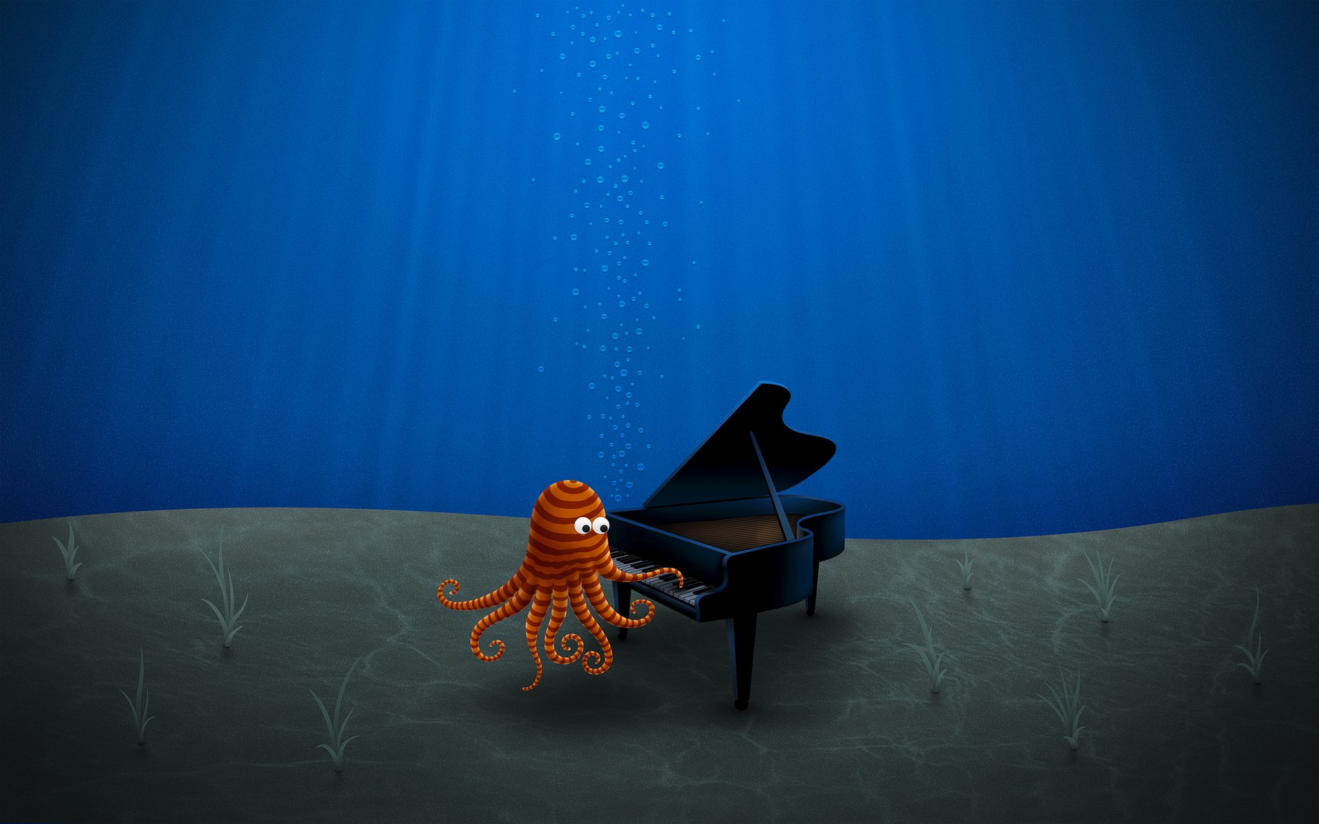 octopus piano the bottom picture blue