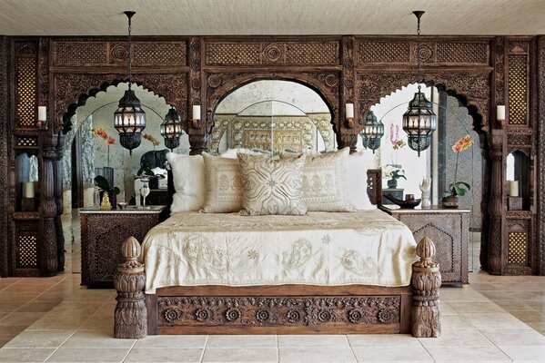 Chambre chic dans le style indien