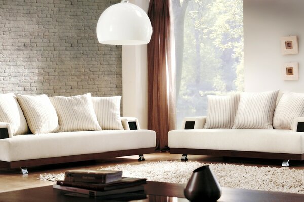 Bright living room in white tones