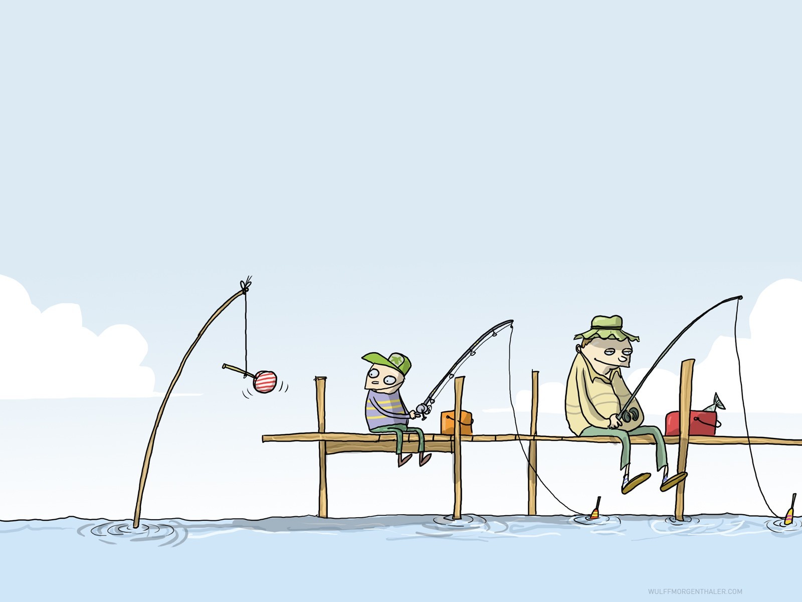 fishermen bait cartoon humor wulffmorgenthaler