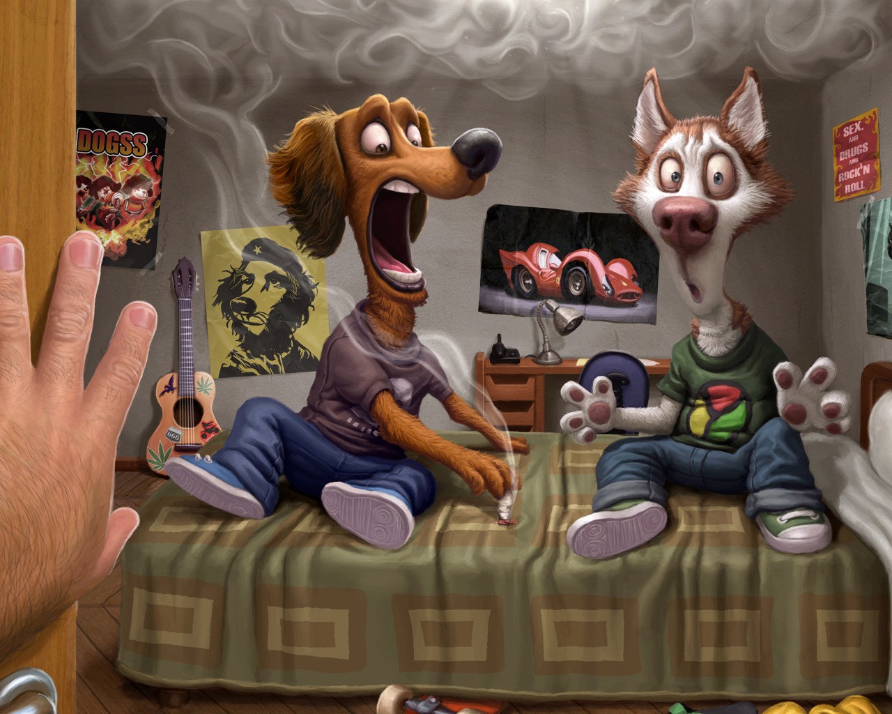 room dogs smoke host