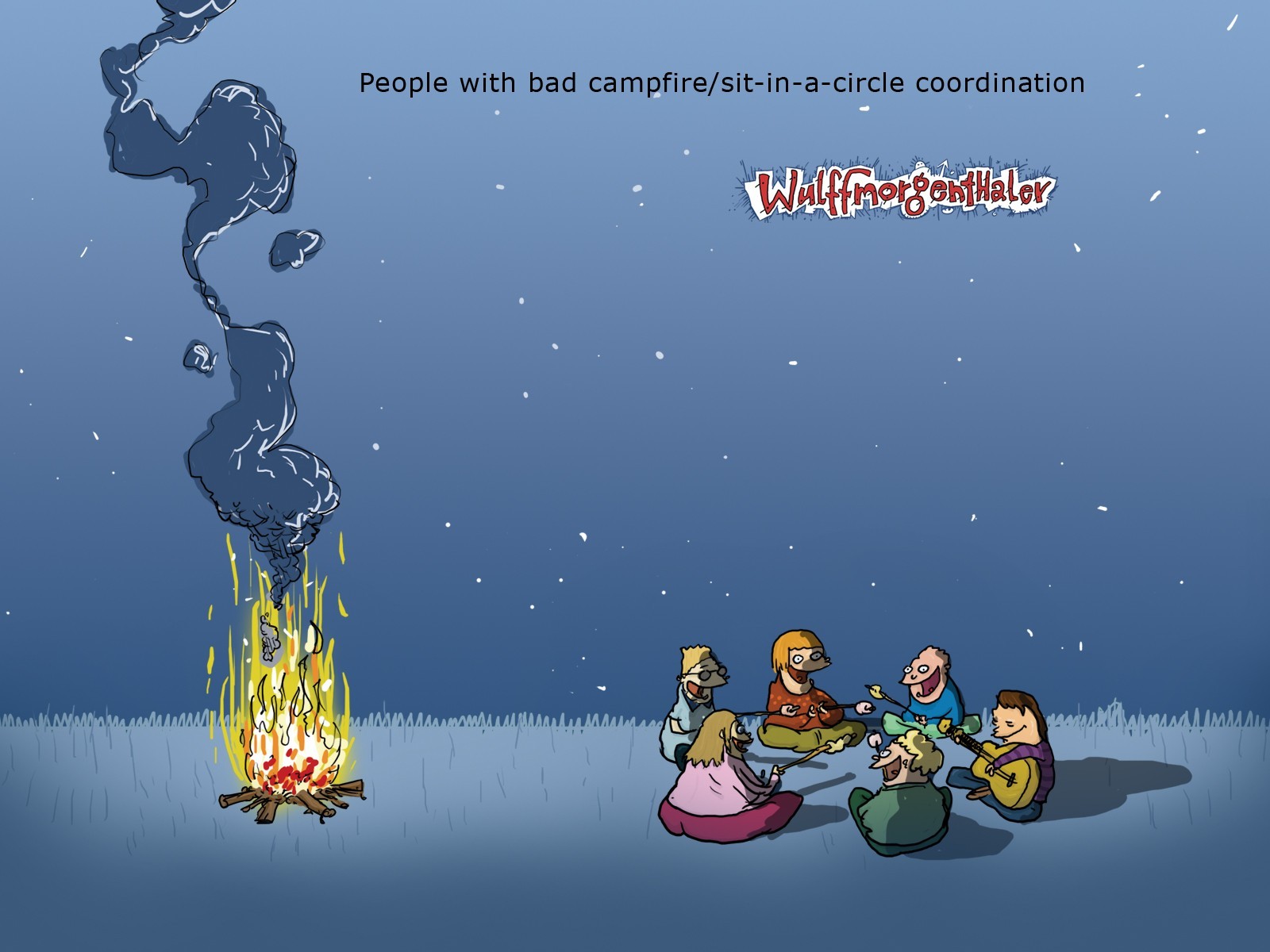 pique-nique feu de camp caricature humour wulffmorgenthaler