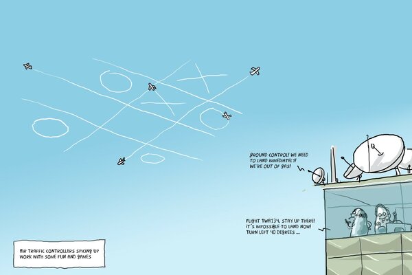 Flugzeugmanager spielen Tic Tac Toe