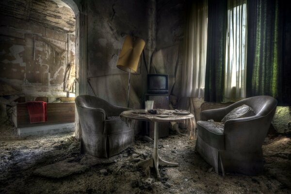 Furniture in an old abandoned house