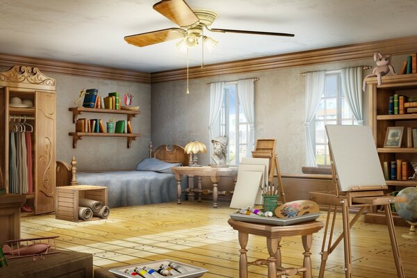 Proyecto de diseño de dormitorio con libros