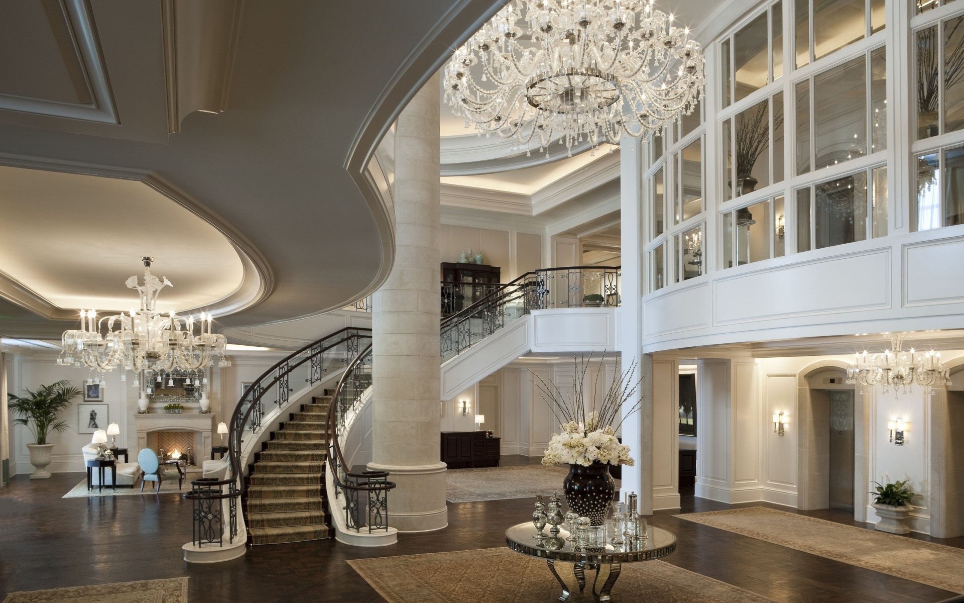 chandelier hall flooring crystal luxury house villa