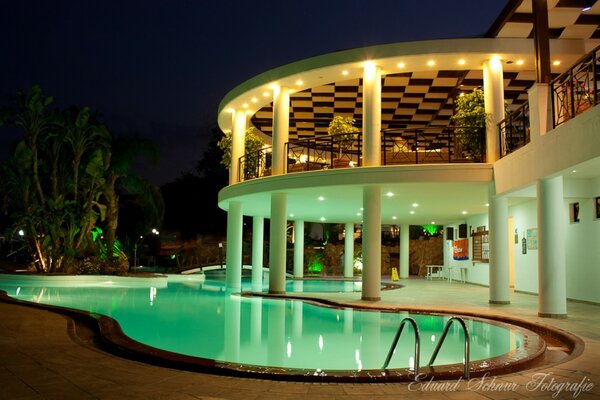 Veranda with swimming pool in a private house