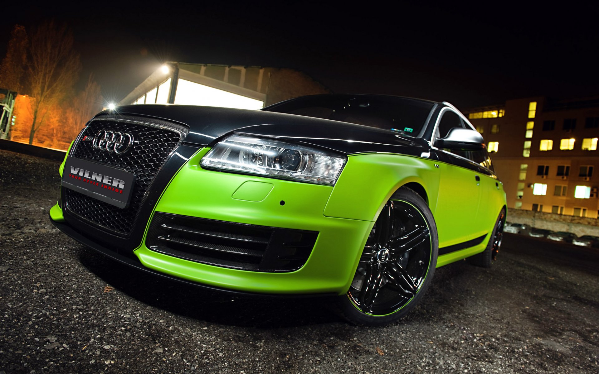 audi rs6 tuning wilner verde nero notte luci bagliore cerchi