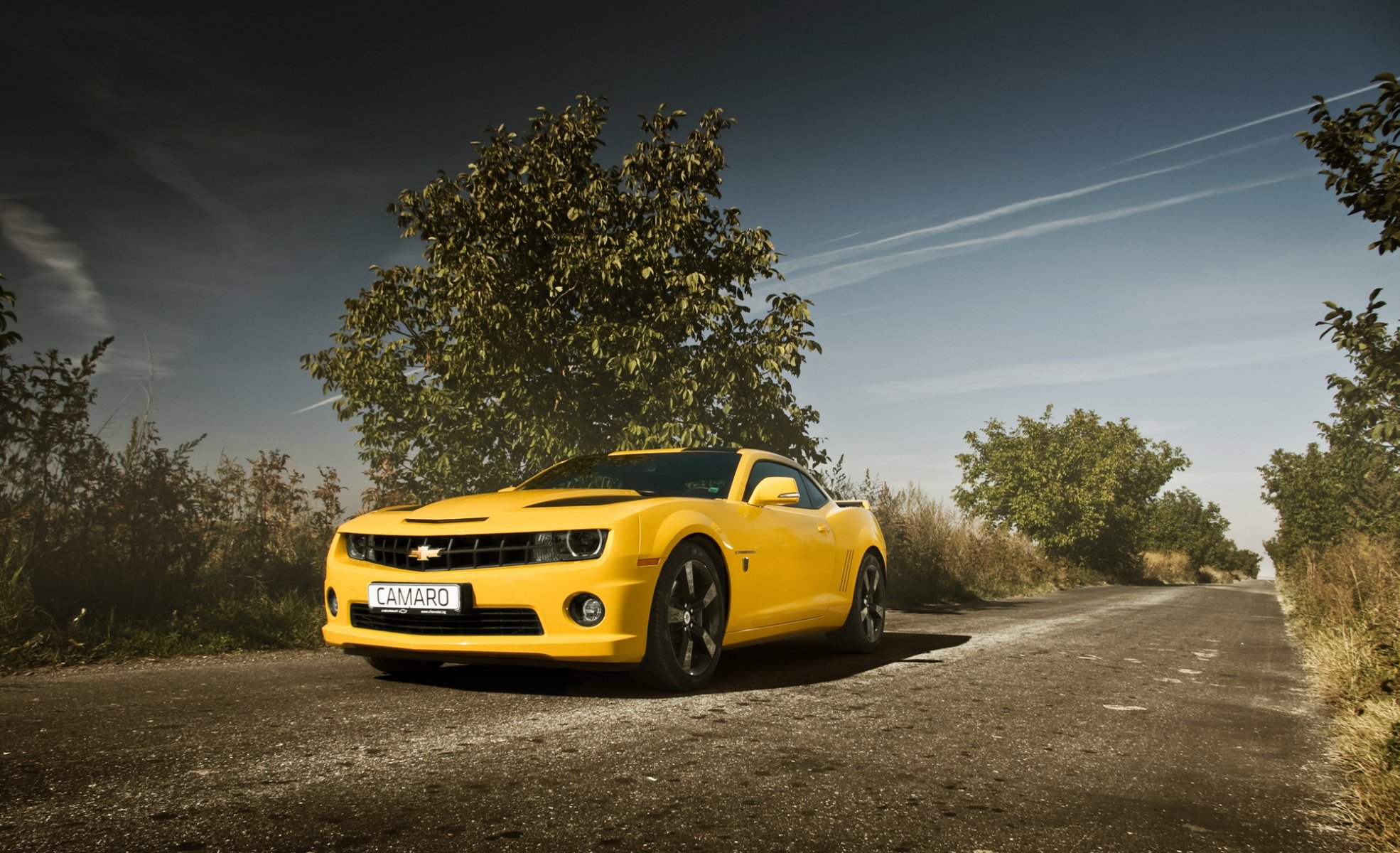 chevrolet camaro мышцы автомобиль авто шевроле камаро дорога желтый