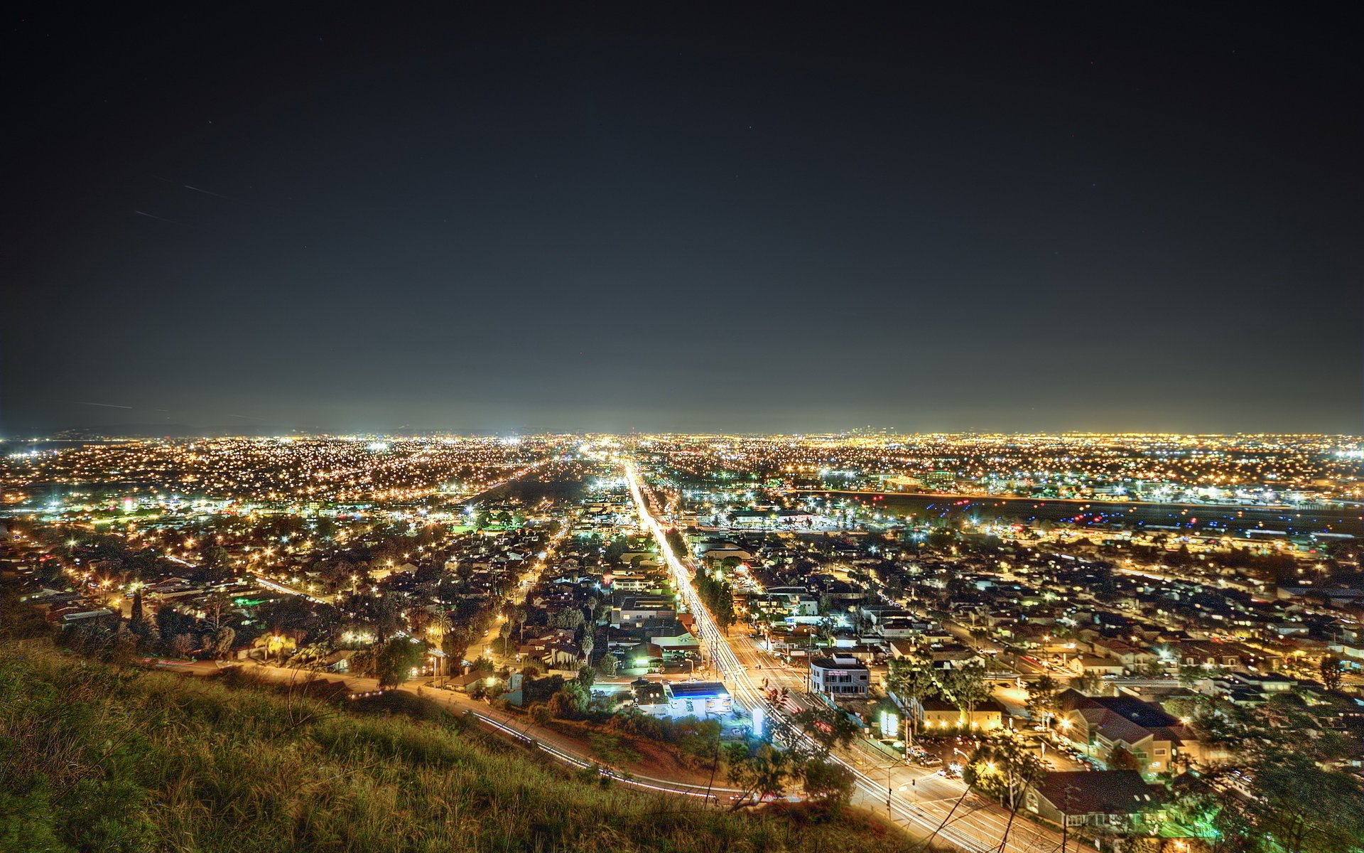 panorama ville nuit lumières californie ciel nuit lumières usa californie los angeles la