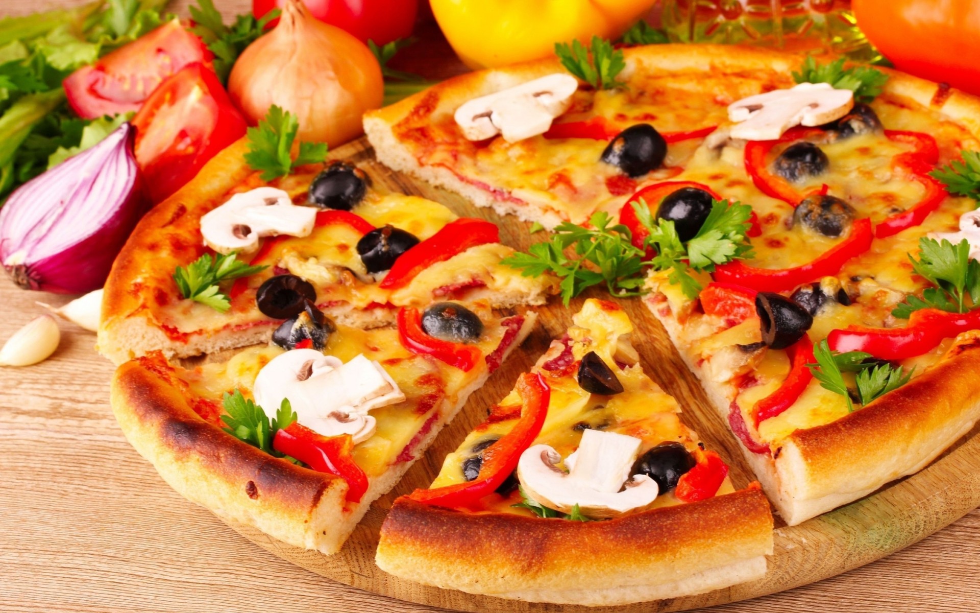 papryka pieczarki pietruszka pizza oliwki