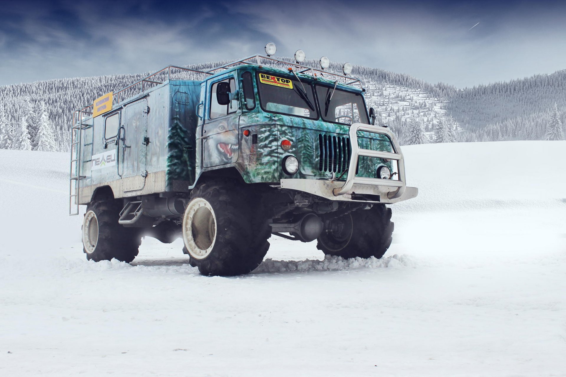 gaz 66 tuning hors route aérographe kangourou neige montagne