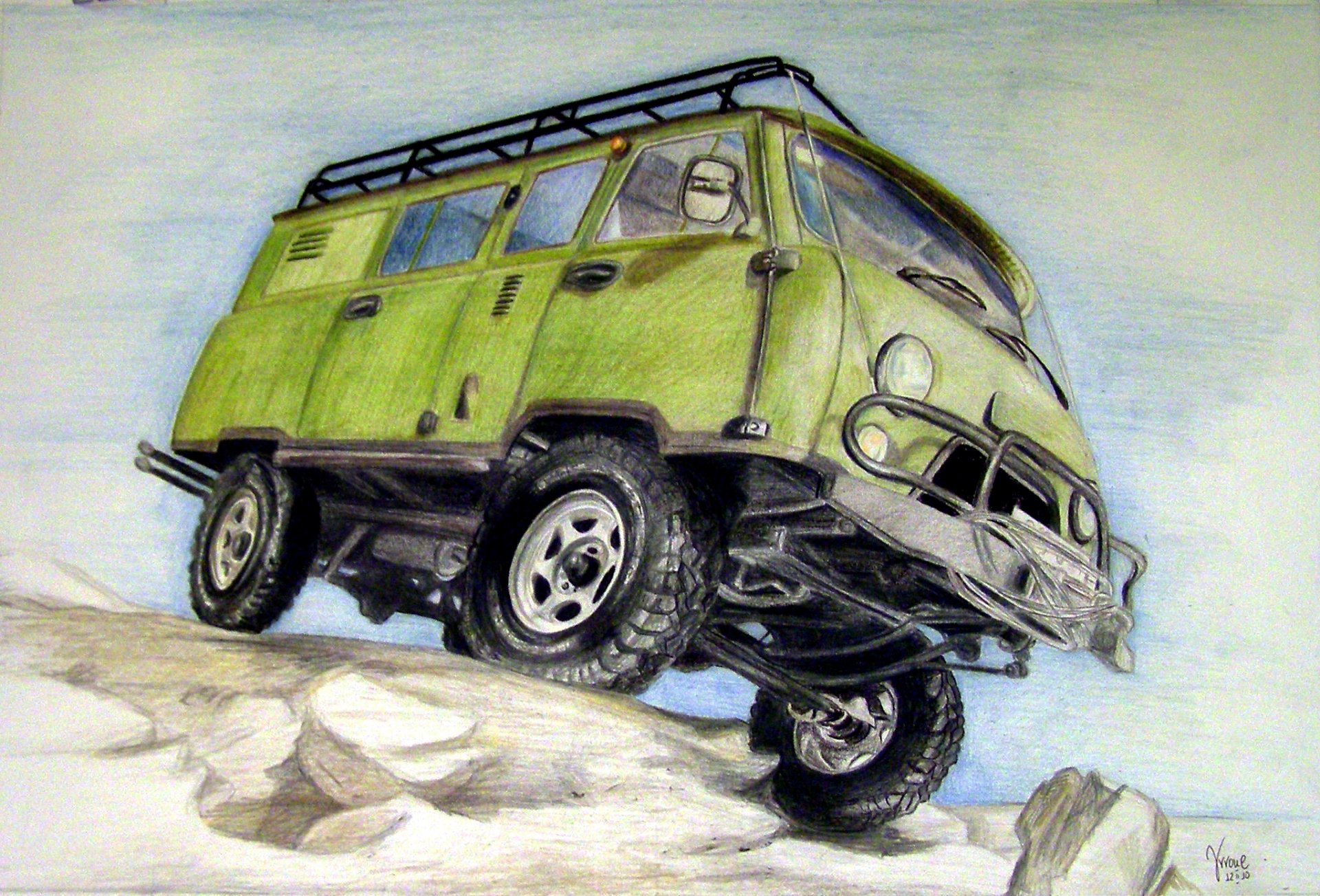 uaz-452 / uaz-3741 pain comprimé véhicule utilitaire spécial quatre roues motrices véhicule tout-terrain à deux essieux avec formule à roues 4×4 crayons dessin