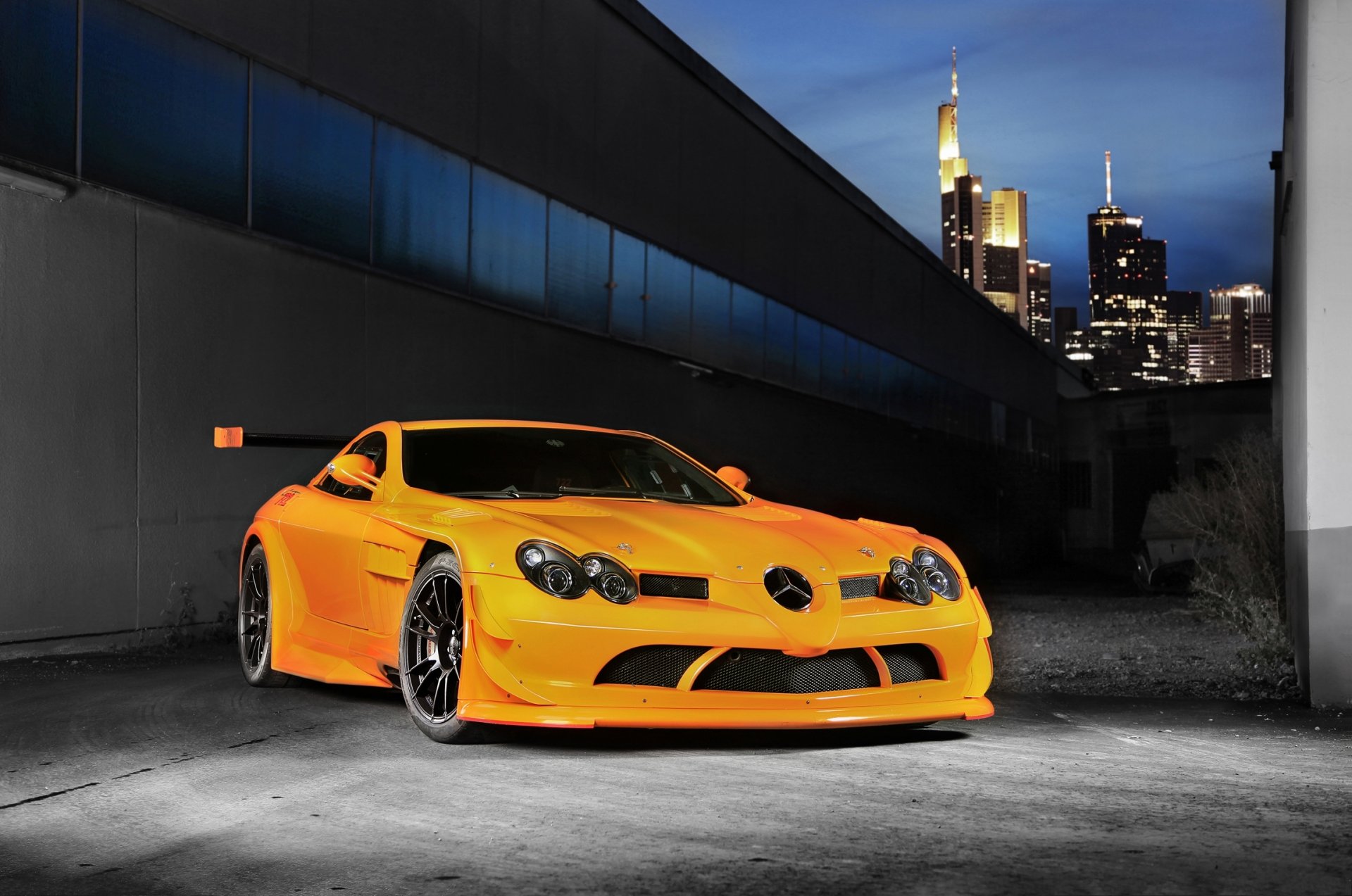 mercedes benz mclaren slr naranja mercedes benz mclaren slr alerón cielo rascacielos