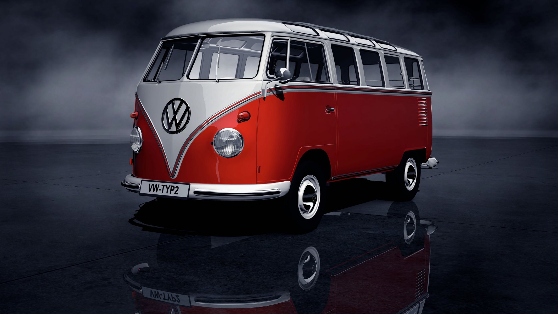 art volkswagen volkswagen transporter type 2 t1 samba bus first minibus second civilian car max speed 52 km-h. transmission 4-speed manual transmission years ave. 1950 1967 gg. red white model