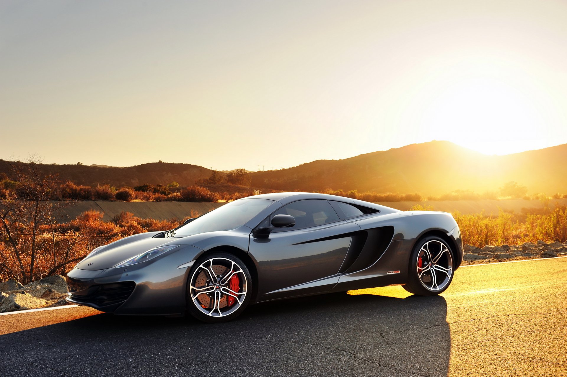 mclaren mp4-12c deporte coche coches superdeportivo coche mclaren gris puesta de sol