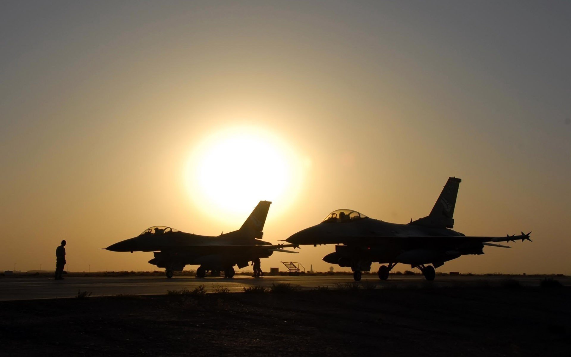 fighters sunset beautiful