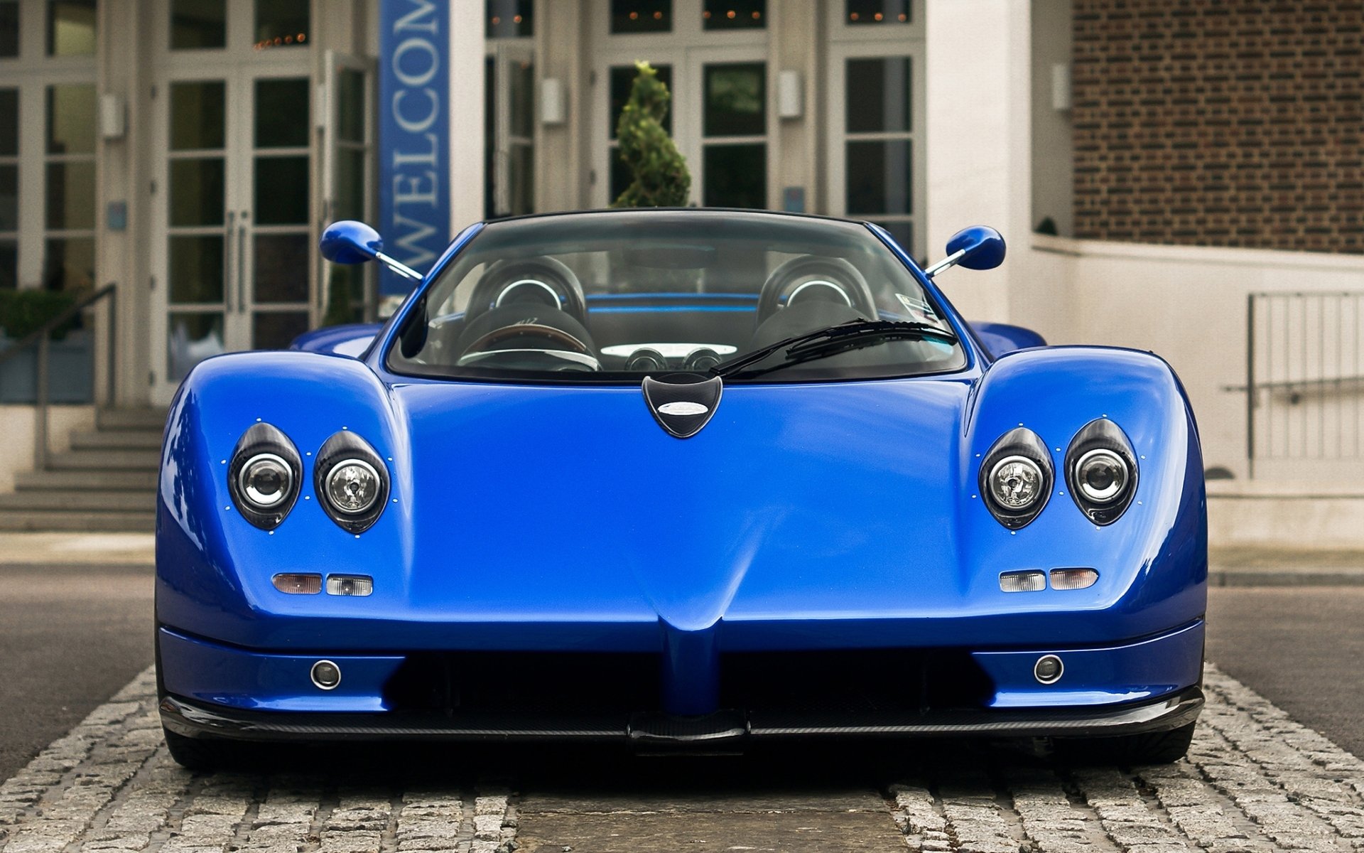 pagani zonda s 7.3 roadster pagani sonda superdeportivo azul frente fondo