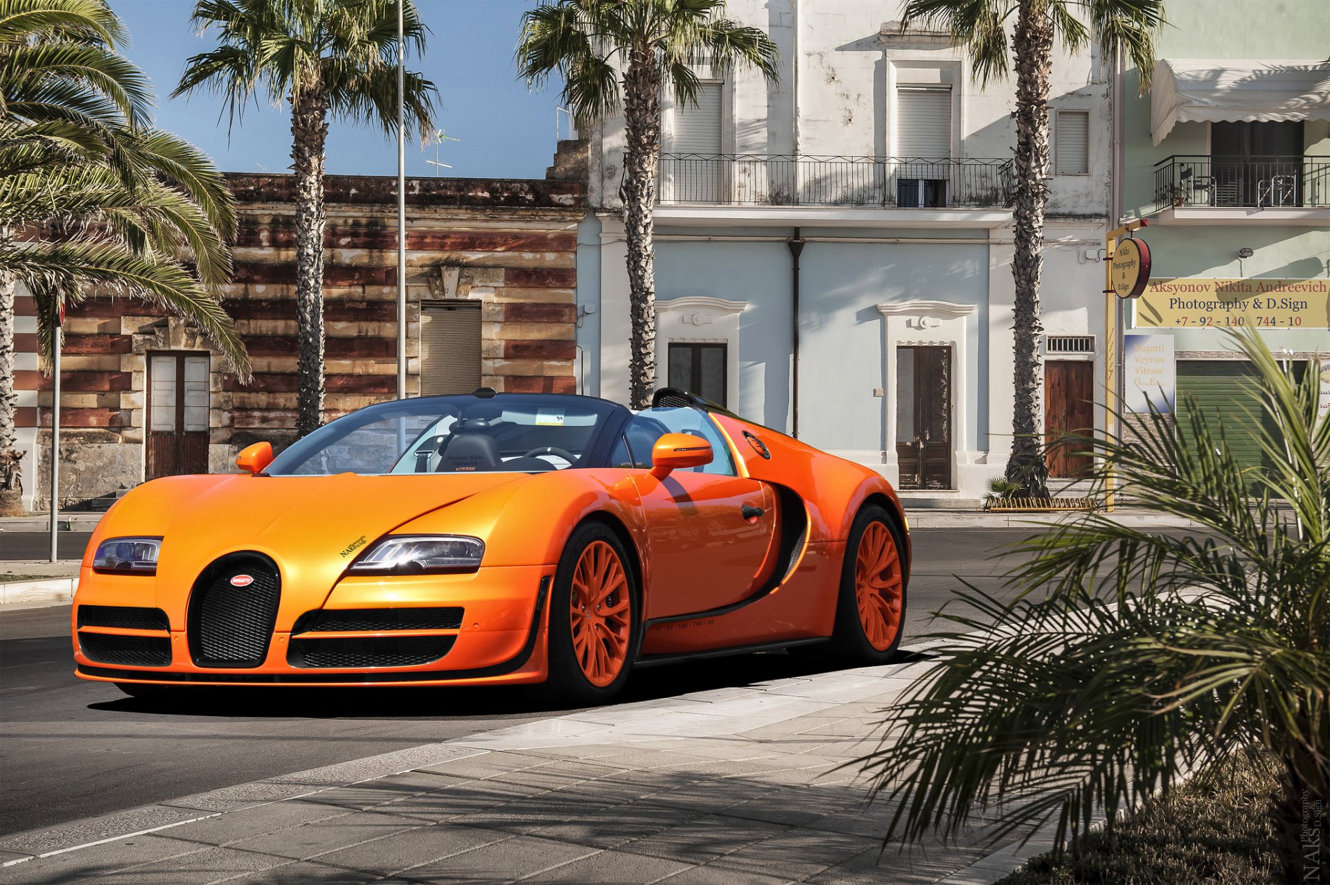 bugatti veyron витесс гиеркар бугатти вейрон передок оранжевый пальмы