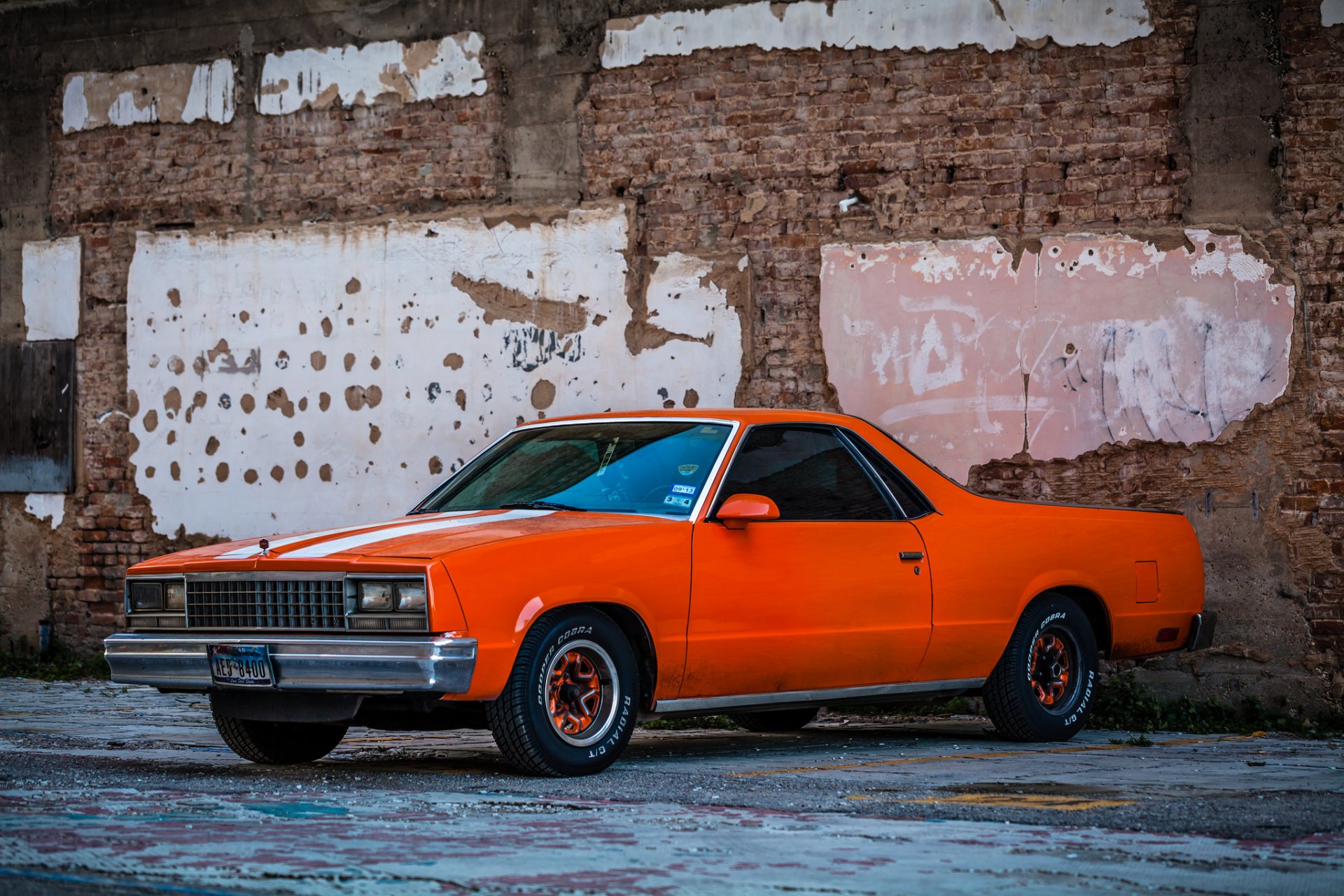 chevrolet el camino auto retro strada parete