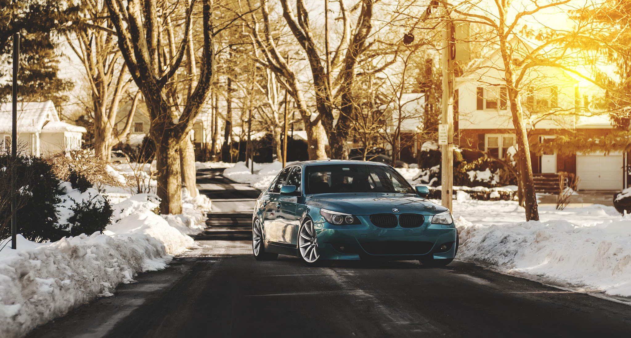 bmw e60 528i m5 blue stance green tuning