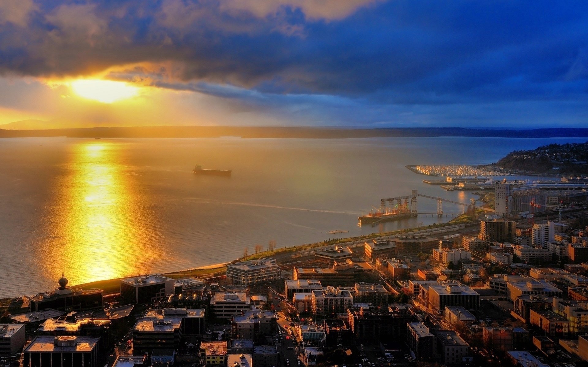 ciudad mar bahía puesta de sol cielo sol