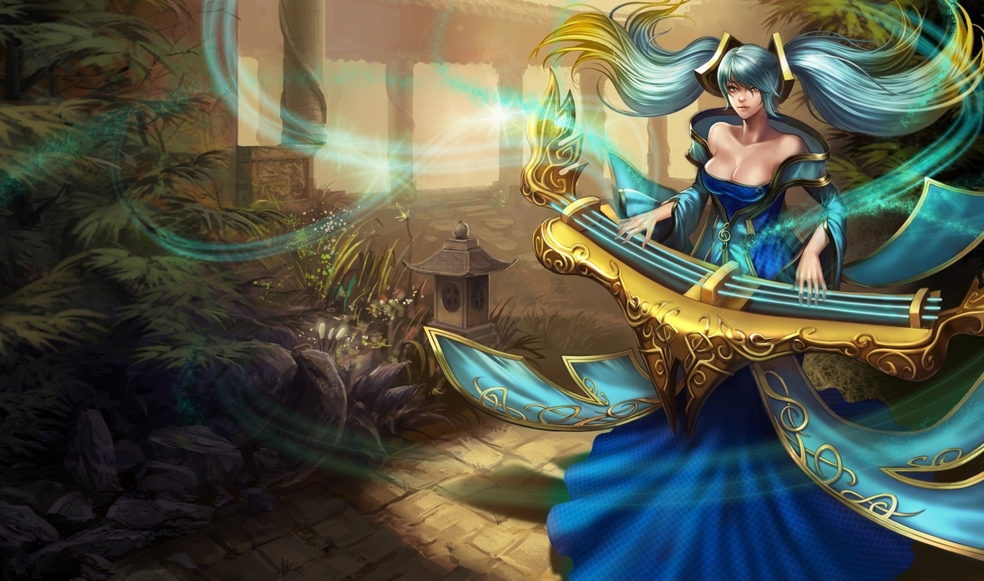 fille magie league of legends jardin instrument de musique