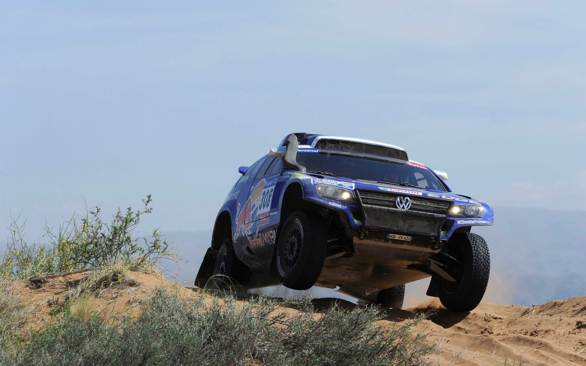 volkswagen tuareg azul dakar rally rally delantero suv ruedas día