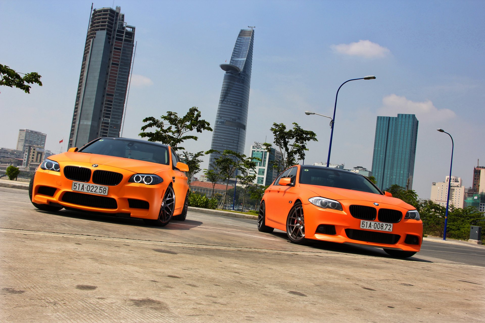 bmw m5 f10 matte orange tuning