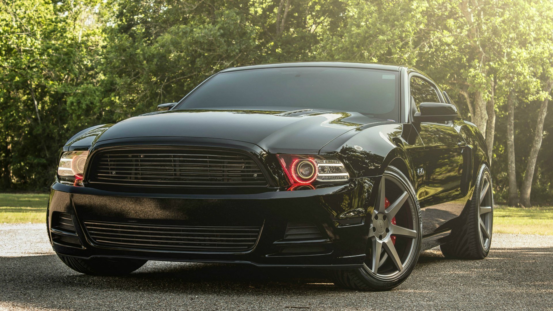 ford mustang gt black muscle car