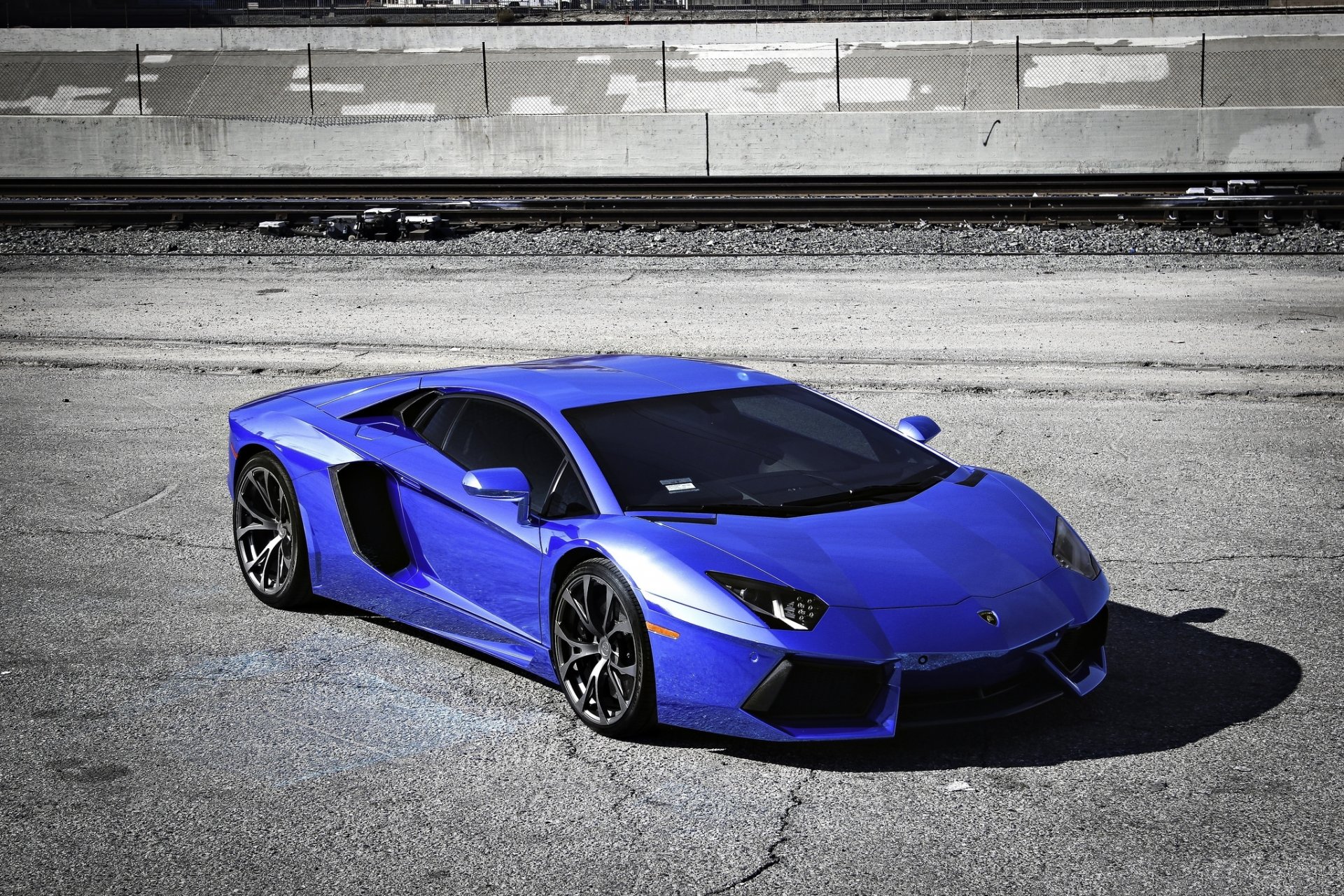 lamborghini aventador lp700-4 azul lamborghini sombra ferrocarril