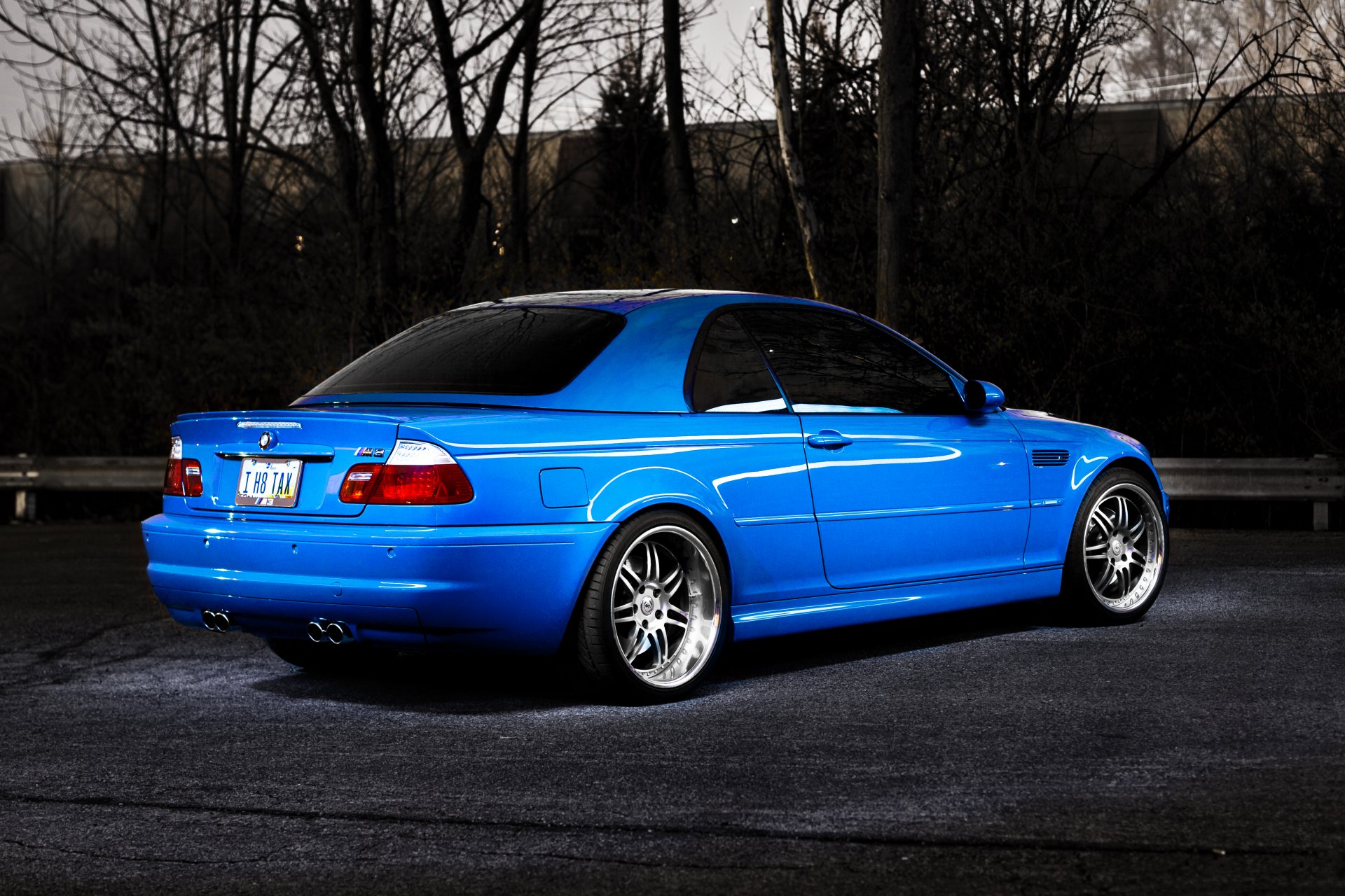 bmw m3 e46 azul bmw árboles