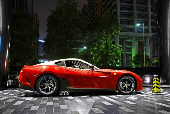 Red sports car on the street