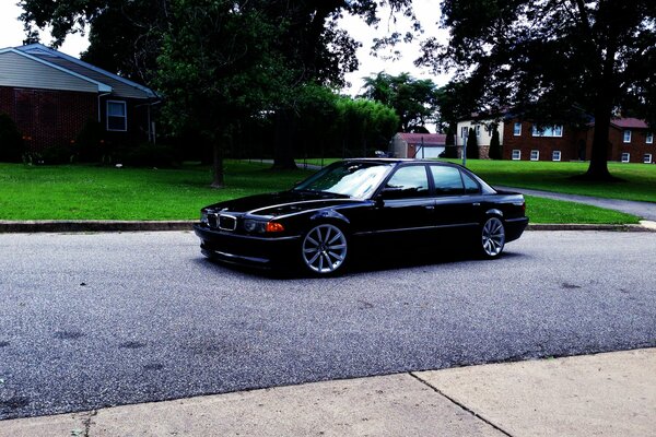 Black boomer parked in the park